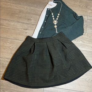 A-line skirt - Green quilted plaid Express